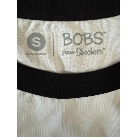 BOBS Skechers Peek A Cat Rainbow Baseball Tee Small NWOT White Black 3/4 Sleeve - Picture 13 of 14